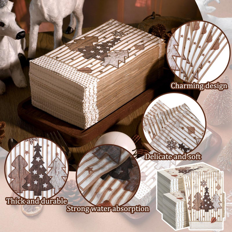 Jetec Jetec 200 Pcs Christmas Disposable Paper Guest Towels for Bathroom Christmas Napkins Christmas Tree Guests Napkins Decorative Hand Towel 2 Ply Guest Paper Napkins for Xmas Holiday Kitchen Dining Table  - Image 2