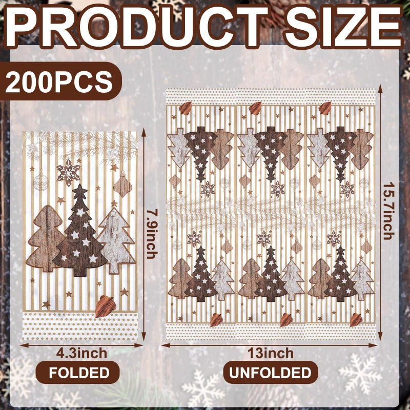 Jetec Jetec 200 Pcs Christmas Disposable Paper Guest Towels for Bathroom Christmas Napkins Christmas Tree Guests Napkins Decorative Hand Towel 2 Ply Guest Paper Napkins for Xmas Holiday Kitchen Dining Table  - Image 3