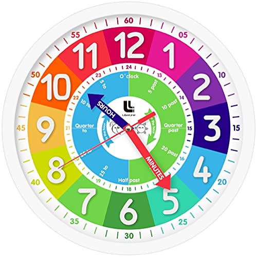 LibreLine 3D Kids Colorful Learning Wall Clock - Easy to Read - Telling Time Teaching Clock for Kids - Classroom Bedroom Wall Decor - Silent Analog Kids Clock for Homeschool, Playrooms, Nursery (12 inch) - Image 1