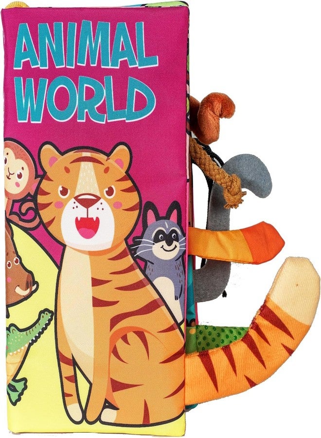 KolorFish Soft Baby Books Toys 0-3-6-12 Months, 3D Touch and Feel Crinkle Books for Babies, Newborn Infants & Toddlers, Early Development Interactive Car & Stroller Soft Toys (Animal World) - Image 1
