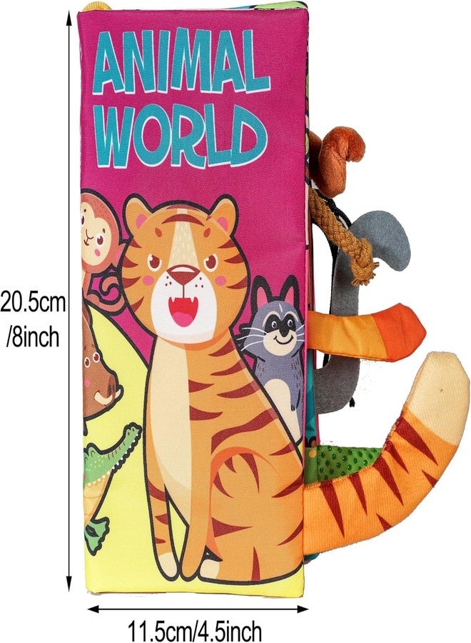 KolorFish Soft Baby Books Toys 0-3-6-12 Months, 3D Touch and Feel Crinkle Books for Babies, Newborn Infants & Toddlers, Early Development Interactive Car & Stroller Soft Toys (Animal World) - Image 3