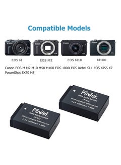 DMK Power DMK Power 2 x LP-E12 Battery 1050mAh 2 x Battery Box Compatible with Canon EOS M/100D/EOSM/EOS100D Etc Cameras  - Image 2