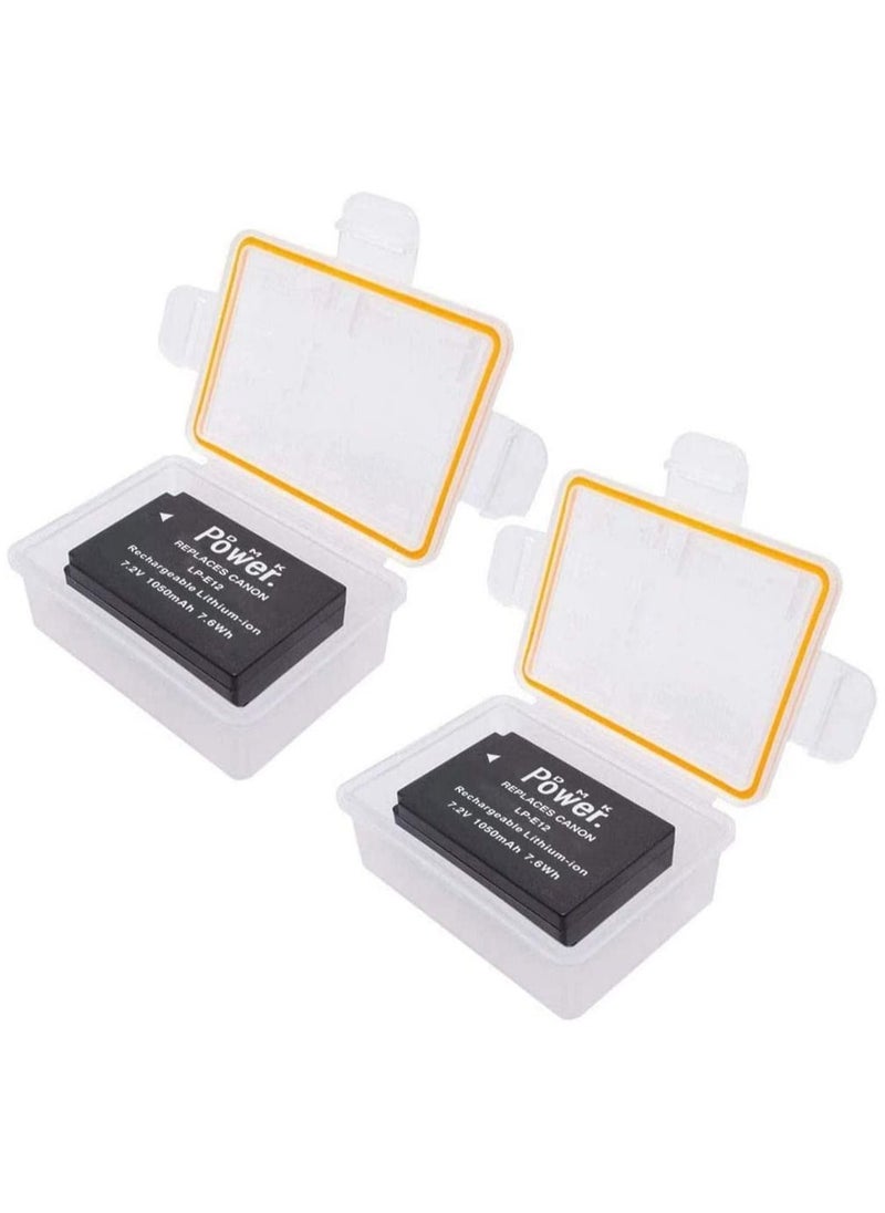 DMK Power - DMK Power 2 x LP-E12 Battery 1050mAh 2 x Battery Box Compatible with Canon EOS M/100D/EOSM/EOS100D Etc Cameras - Image 1