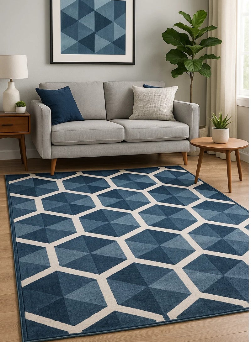 لوفت سجاد غرفة المعيشة على الطراز الحديث من كاستيلو، سجادات أرضية ناعمة، سجاد، وسائد أريكة غير قابلة للانزلاق، سجاد غرفة المعيشة قابل للغسل، مقاس 200 × 285 سم، أزرق-2-OT6-L - Image 1