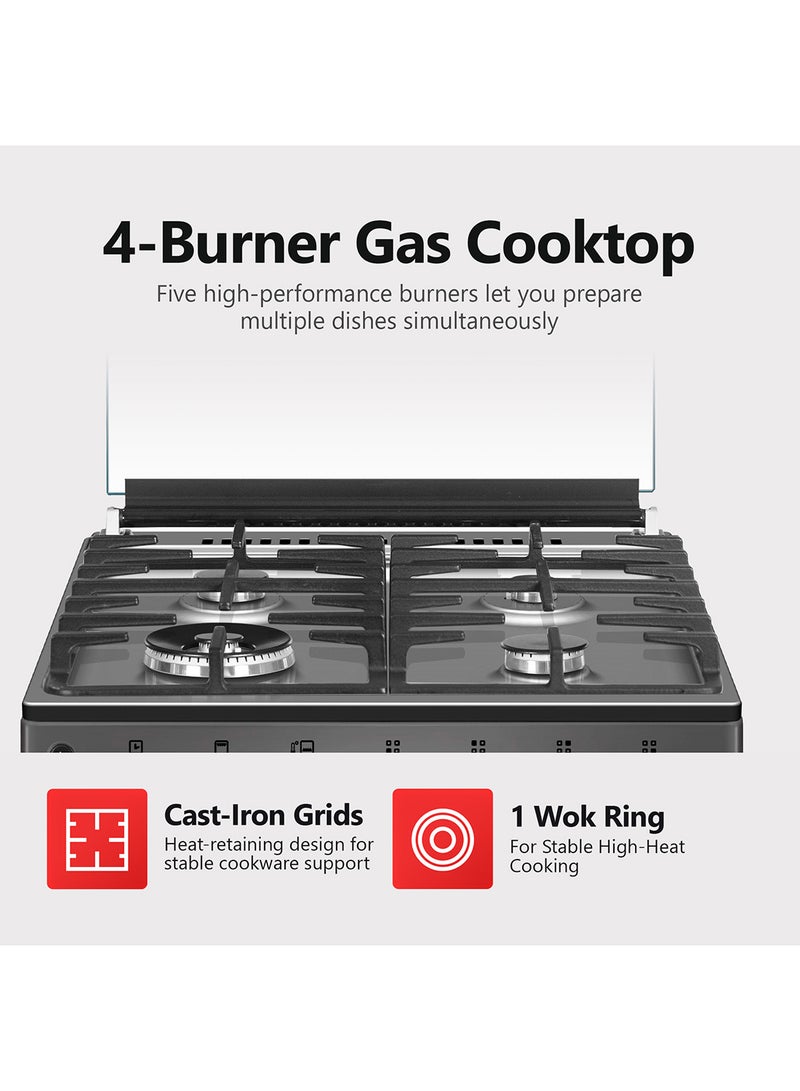 DAEWOO 60X60Cm Freestanding Gas Cooker, 4 Gas Sabaf Burners, Full Safety with Auto Ignition, Gas Oven & Gas grill, Convection Fan, Cooling Fan, BBQ Rotisserie, Closed Door Grilling, Oven Light - Made In Türkiye - 1 Year Warranty - Image 3