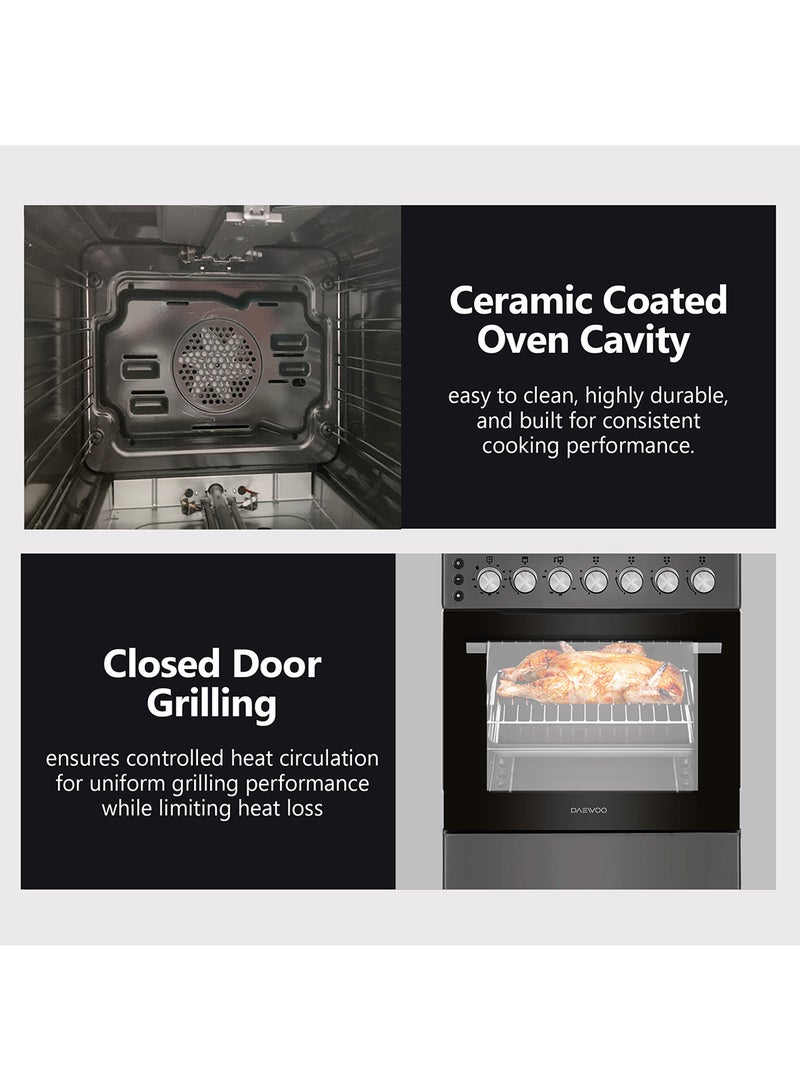 DAEWOO 60X60Cm Freestanding Gas Cooker, 4 Gas Sabaf Burners, Full Safety with Auto Ignition, Gas Oven & Gas grill, Convection Fan, Cooling Fan, BBQ Rotisserie, Closed Door Grilling, Oven Light - Made In Türkiye - 1 Year Warranty - Image 5