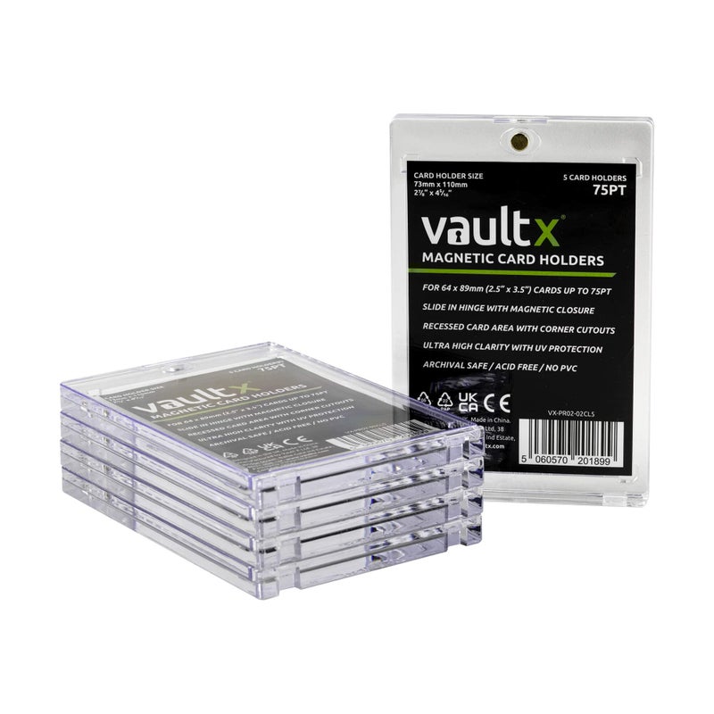 Vault X Magnetic Card Holders 75pt for Trading Cards, One Touch Hard Cases with UV Protection, Clear Display for Collectible Card Games, Sports, TCG (5 Pack) - Image 2