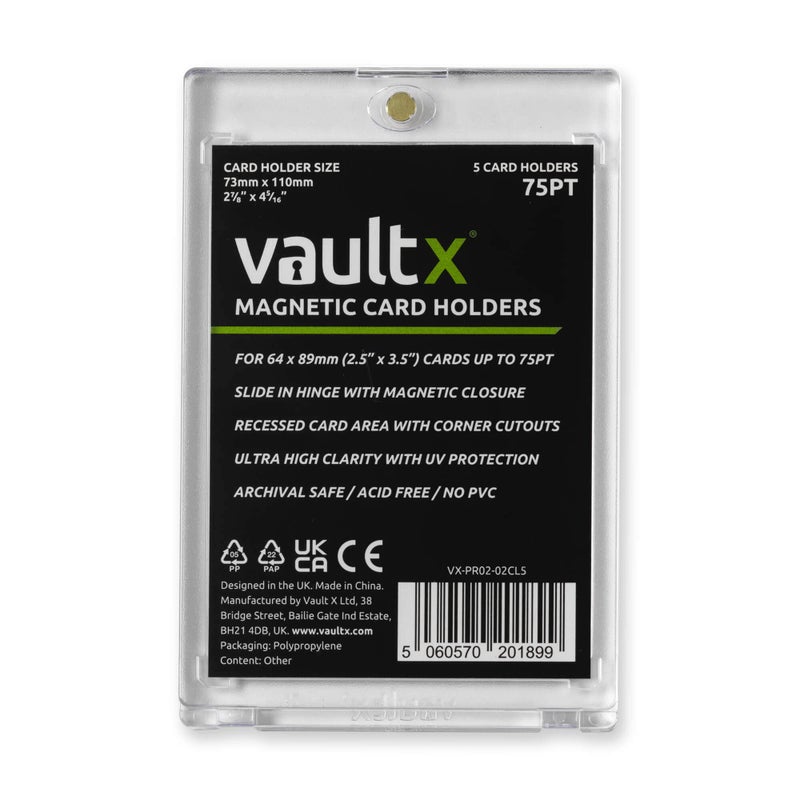 Vault X Magnetic Card Holders 75pt for Trading Cards, One Touch Hard Cases with UV Protection, Clear Display for Collectible Card Games, Sports, TCG (5 Pack) - Image 1