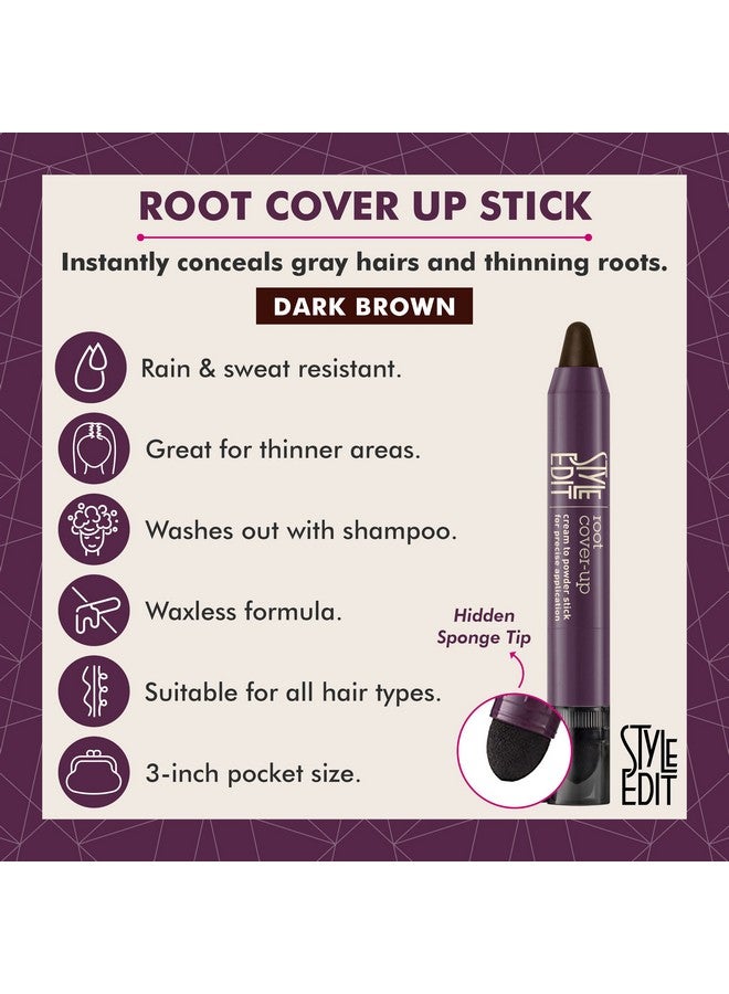 Style Edit Root Touch Up Stick - Instant Concealer for Grays and Roots (Dark Brown) - Image 2