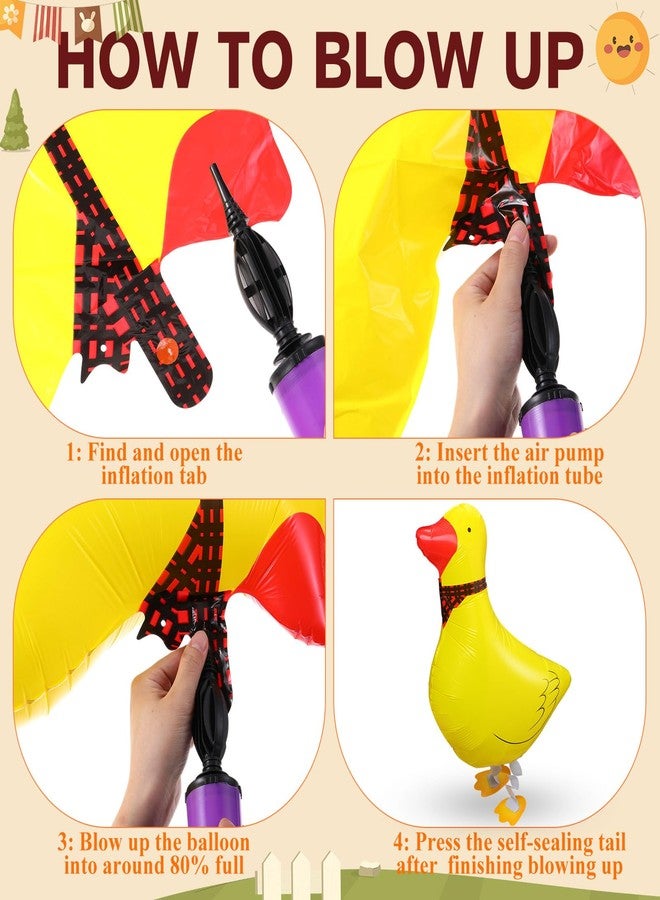 Arrowbash بالونات حيوانات مزرعة Arrowbash مع عشب الرافيا القابلة للنفخ على شكل دجاجة أو ماشية أو خروف أو خنزير أو بطة للمشي لتزيين حفلات أعياد الميلاد في المزرعة ومستلزمات حفلات أعياد الميلاد للحيوانات - Image 5