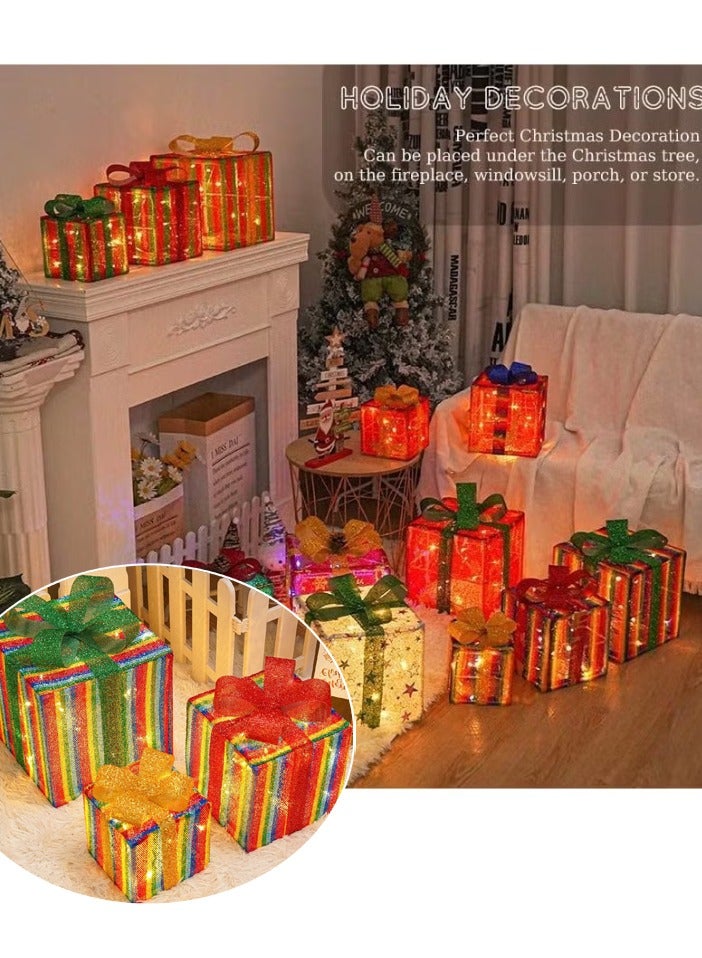 TAPIT Christmas Lighted Gift Boxes Set of 3 Christmas Decorations with Remote & 8 Lighting Modes Light Up Present Boxes Ornament for Christmas Tree Yard Home Decor  (Multicolour) - Image 3