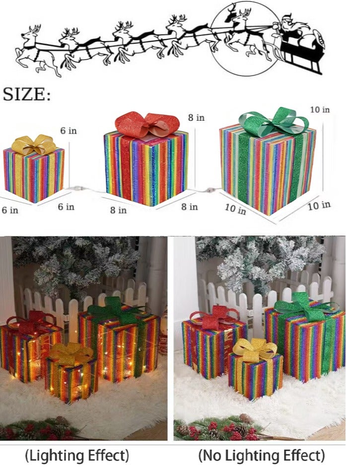 TAPIT Christmas Lighted Gift Boxes Set of 3 Christmas Decorations with Remote & 8 Lighting Modes Light Up Present Boxes Ornament for Christmas Tree Yard Home Decor  (Multicolour) - Image 5
