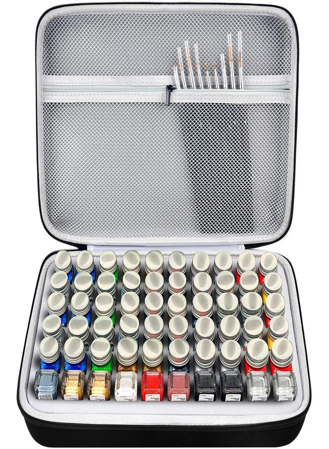 ALKOO Model Paint Storage Case for Testors Paint Set, Paints Organizer Carrying Bag Holds 60 Bottles with 9 Fine Detail Miniatures Brushes, Enamel Container, Drawing Ink Holder-Box Only (Grey) - Image 1