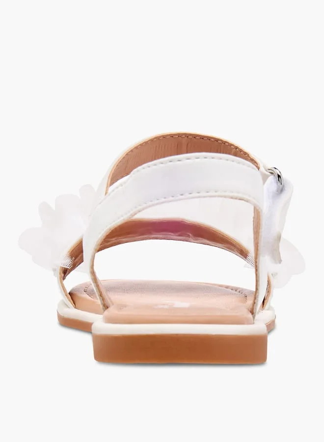Little Missy Girls Ruffle Detail Strap Sandals with Hook and Loop Closure