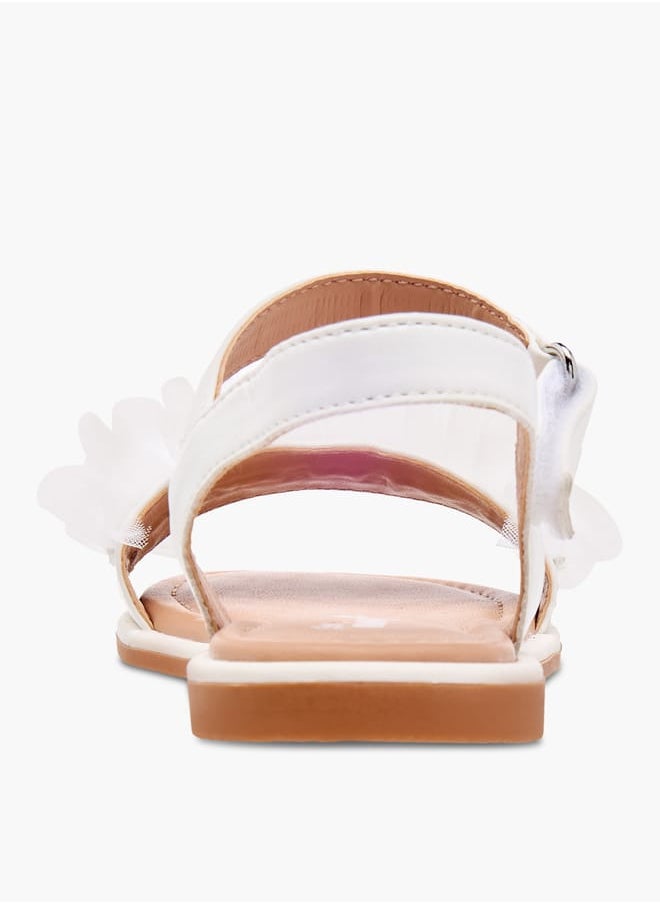 Little Missy Girls Ruffle Detail Strap Sandals with Hook and Loop Closure  - Image 4