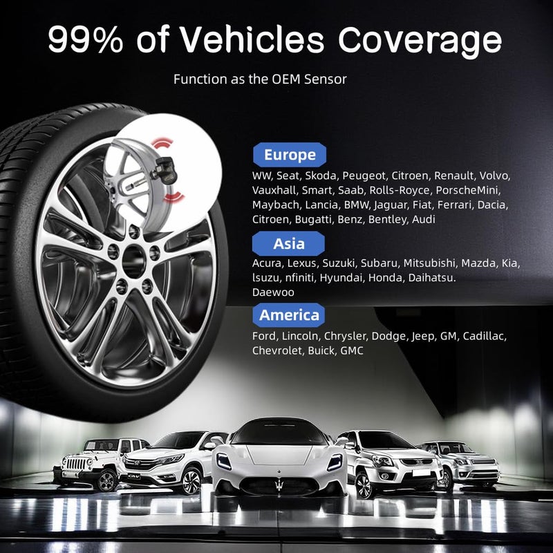Autel TPMS Sensors 2in1 MX-Sensor 315Mhz/433Mhz Tire Pressure Sensor, Press-in OE-Level Programmable & Cloneable Wireless TPMS Sensors for All Vehicles, Program by Autel TPMS Tool (Rubber Stem 4pcs)ï»¿ - Image 5