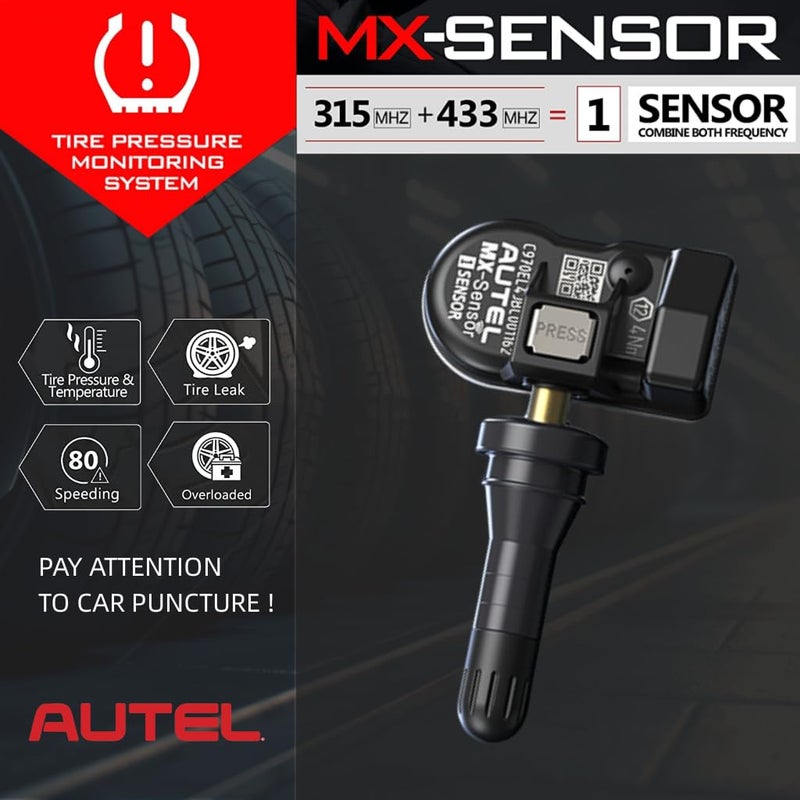 Autel TPMS Sensors 2in1 MX-Sensor 315Mhz/433Mhz Tire Pressure Sensor, Press-in OE-Level Programmable & Cloneable Wireless TPMS Sensors for All Vehicles, Program by Autel TPMS Tool (Rubber Stem 4pcs)ï»¿ - Image 3