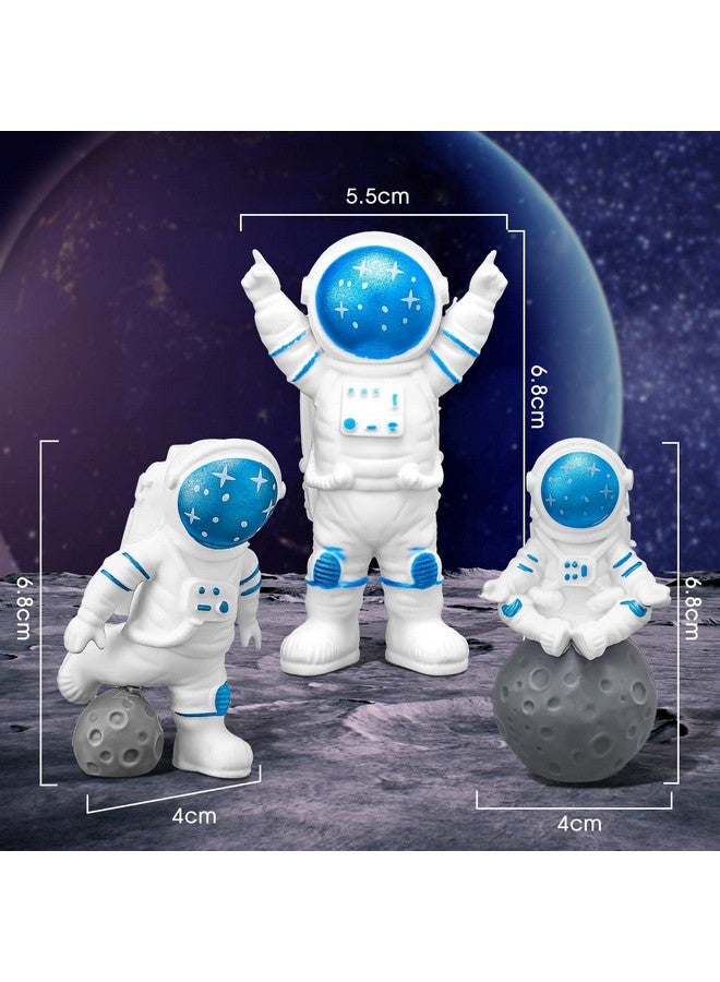 Epakh 24 قطعة زينة كعكة فضائية على شكل رائد فضاء زينة كعكة خارجية تماثيل رائد فضاء كواكب صواريخ أقمار صناعية كرات لؤلؤ ونجوم زينة بموضوع الفضاء لحفلة عيد الميلاد أو حفلة استقبال المولود (أزرق) - Image 5