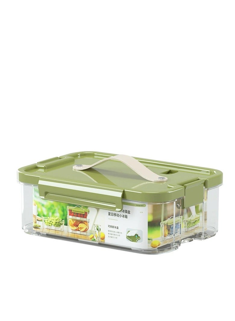 Fridge Organizers Stackable Refrigerator Storage Containers Clear Crisper Box with Drainage Board and Ice Compartment for Food Drinks Vegetable(1000ml) - Image 1