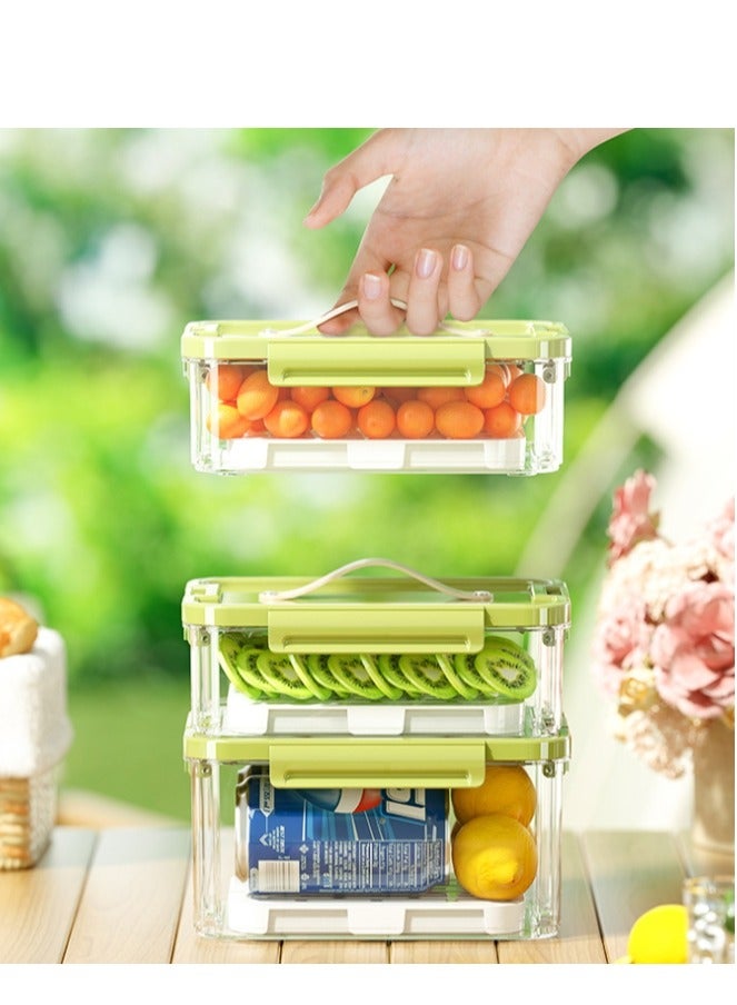 Fridge Organizers Stackable Refrigerator Storage Containers Clear Crisper Box with Drainage Board and Ice Compartment for Food Drinks Vegetable(1000ml) - Image 4