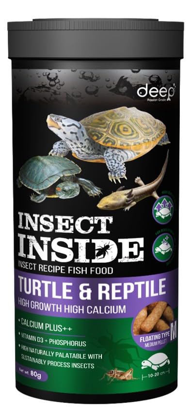 Deep Insect Inside (Cricket) with Calcium Plus++, Vitamin D3 Super Premium Food for Turtle & Reptile High Growth Small Pellet 80gm - Image 1
