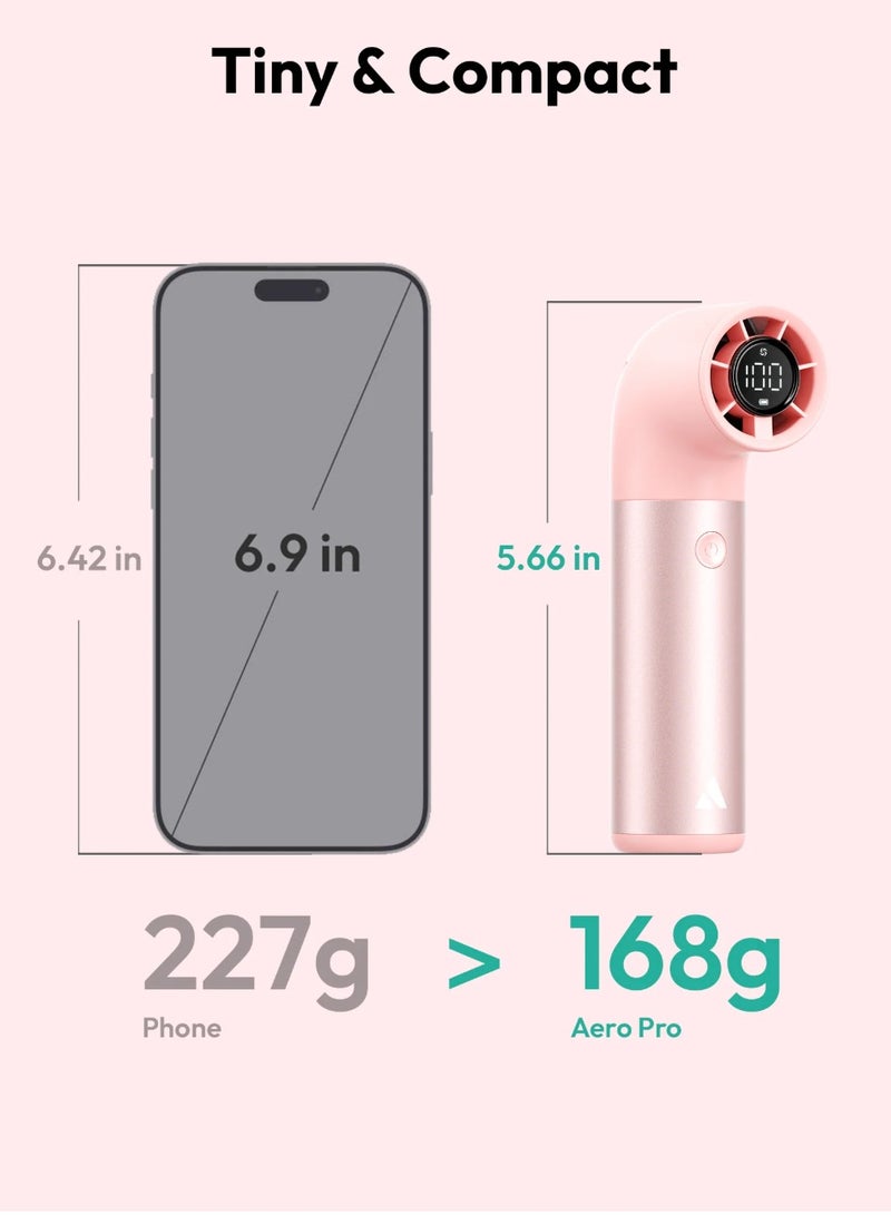 Aecooly Aero Pro Portable Turbo Electric High‑Speed Handheld Fan – 3500 mAh, 4 Standard Mode + 2 Turbo Mode, LED Display, USB‑C (Pink) - Image 4
