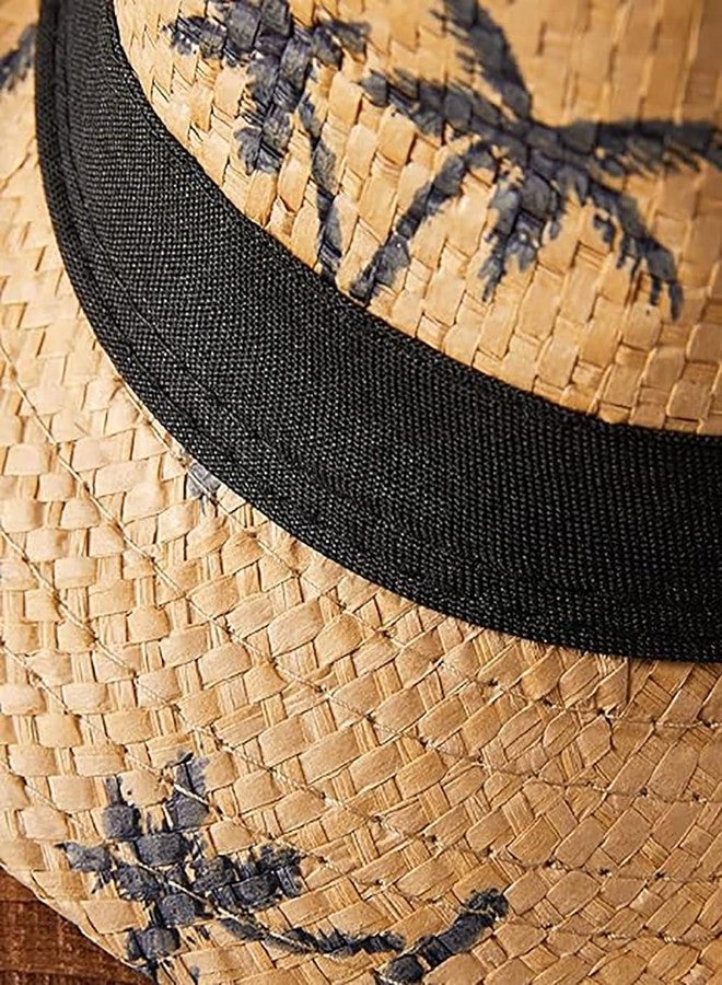 INFISPACE Cotton Printed Fedora Short Brim Straw Hat | Compatible Travel Beach Hat for Boy's & Men's (15 and Above, Brown) - Image 5