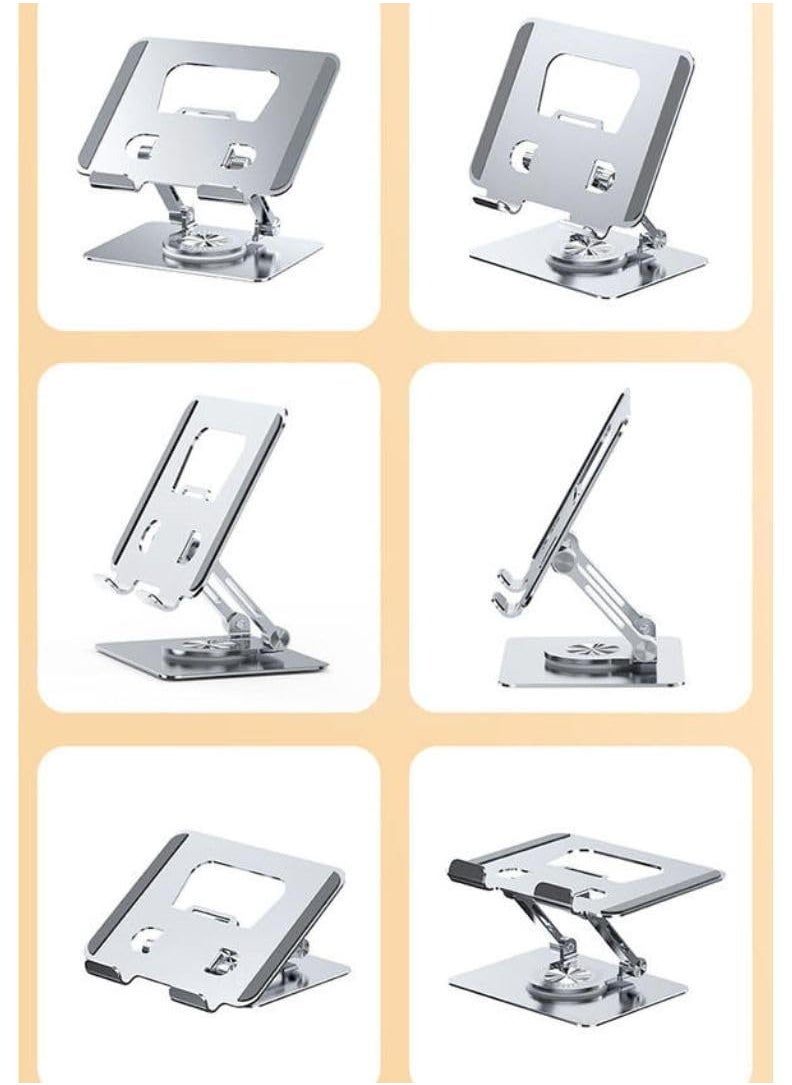 Generic - 360° Rotating Tablet Stand Metal Alloy Adjustable Height Rotation Bracket, Suitable For tablet Computers for Desk Ergonomic Foldable Metal Tablet Holder/Tablets/Mobile Phones - Image 1