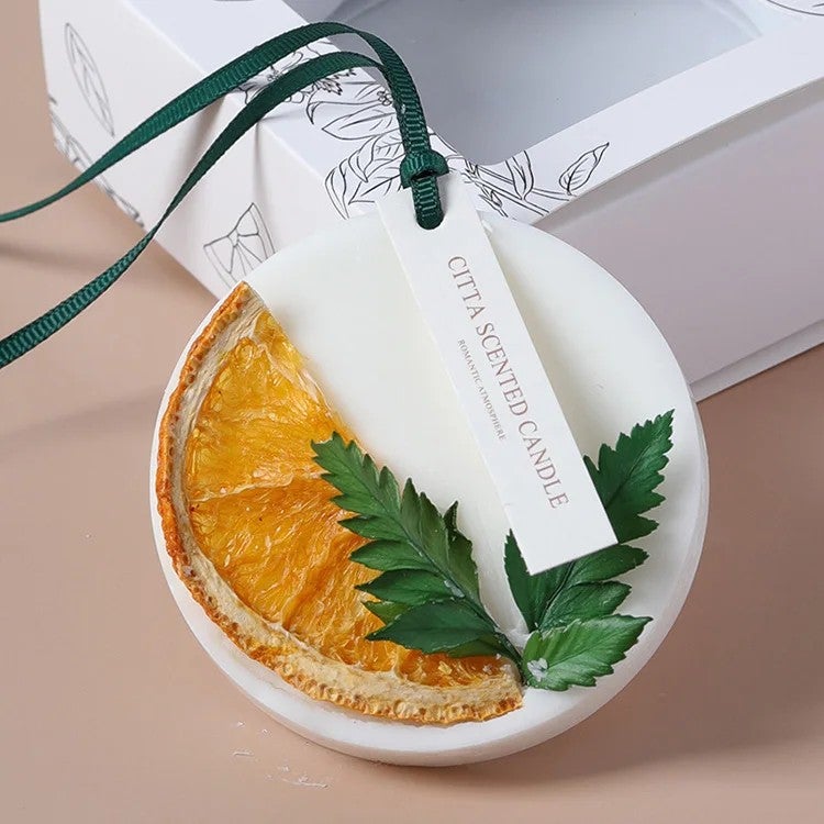 Y&D Dried Flower & Plants Solid Armoire Beeswax Premium Scented Aromatherapy Candle Slices – Natural Orange Scent for Home Fragrance - Image 1