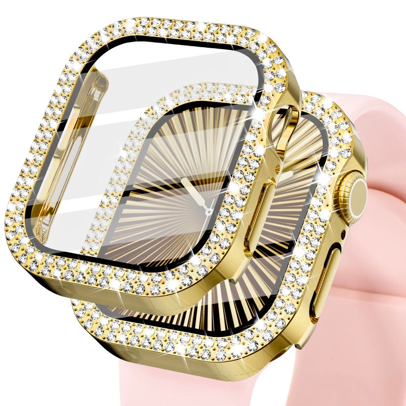 KADES Bling Case for Apple Watch 40mm with Built-in Screen Protector, Sparkling Rhinestone Protective Cover Compatible with Apple Watch Series SE3 SE2 6 5 4 SE (40mm, Gold) - Image 1