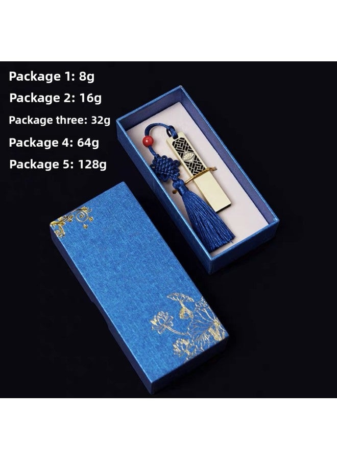 Loquat Chinese Style Ruyi Window Flower Card U Disk Personalized Logo Engraving Metal Retro Wedding USB Gift Box-Capacity:128gb-fan-shaped-official Standard - Image 1