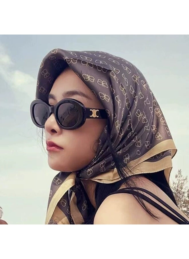 Retro Women's Retro Oval Sunglasses with Gold Triomphe Logo – Trendy Black Frame UV400 Protection Shades - Image 3