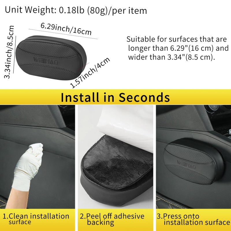 Weihao 2PCS Car Knee Cushion Pad, Car Door Knee Pad Rest Cushion, Center Console Car Knee Pad Protector, Memory Foam Compact Knee Support with Hook & Loop, Nappa Leather Car Knee Support Cushion (Black) - Image 5