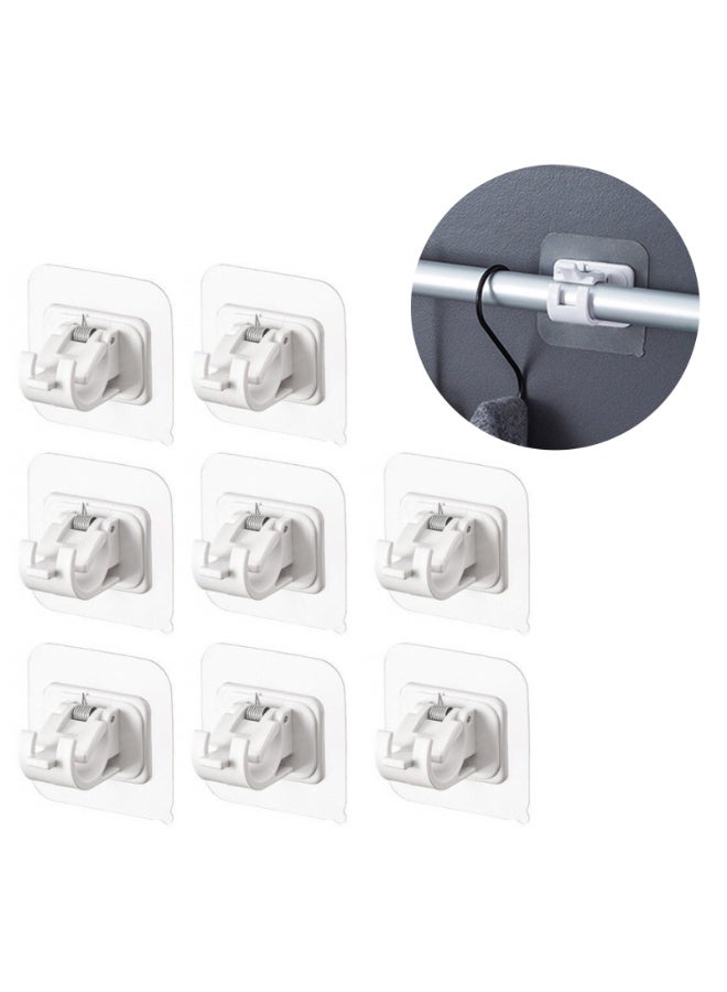 Self Adhesive Curtain Rod Bracket, No Drill Drapery Hooks Holder, Plastic Easy Sticky Curtain Rod Hooks，8 Pcs - Image 1