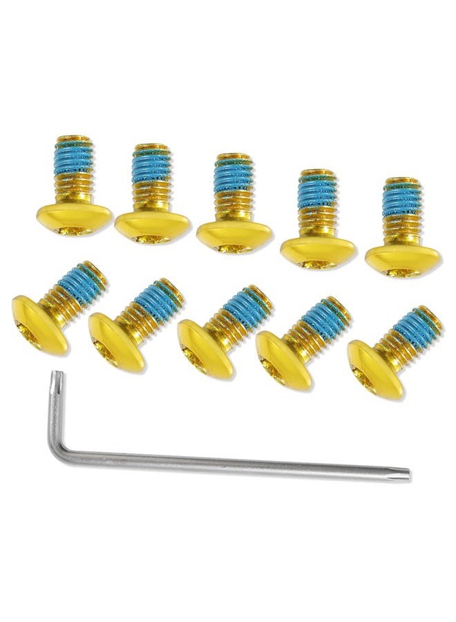 LEONTOOL 12 Pcs Bicycle Disc Brake Bolts M5x10mm MTB Rotor Bolts Gold Bicycle Rotor Screws Disc Rotor Bolts with 1 Pcs T25 Torx Wrench L for Road Bike Mountain Bike - Image 1