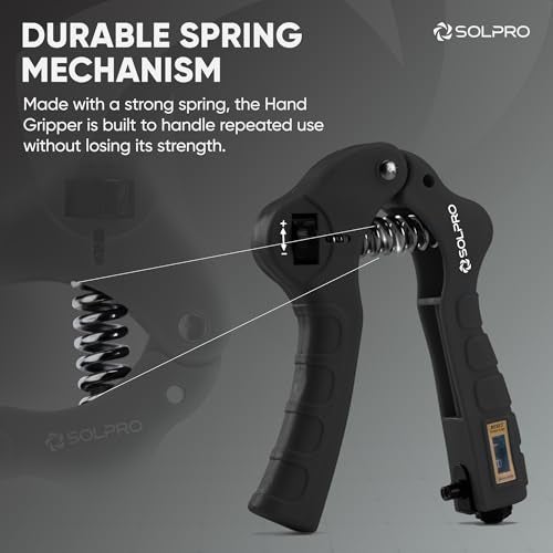 Solpro Grippax Adjustable Hand Grip Strengthener with Mechanical Counter for Men & Women | Adjustable 5 to 60 kg Resistance | Forearm, Wrist & Finger Strengthener | Home, Gym & Rehab Workouts (Black) - Image 2