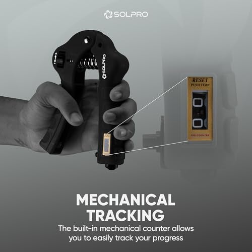 Solpro Grippax Adjustable Hand Grip Strengthener with Mechanical Counter for Men & Women | Adjustable 5 to 60 kg Resistance | Forearm, Wrist & Finger Strengthener | Home, Gym & Rehab Workouts (Black) - Image 3