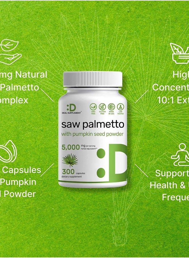 DEAL SUPPLEMENT Saw Palmetto Supplement 5000mg with Pumpkin Seed, 300 Capsules | Promotes Prostate Health | DHT Blocker | Hair Growth Vitamins, Maintain Normal Urinary Frequency  - Image 4