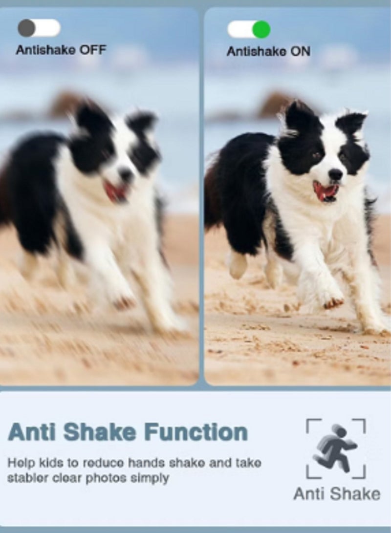 كاميرا رقمية، كاميرا أطفال FHD 1080P 44MP كاميرا رقمية بنقطة وإطلاق مع بطاقة SD سعة 32GB، زوم 16x، حبل، كاميرا صغيرة مدمجة للأطفال الأولاد والبنات - Image 5