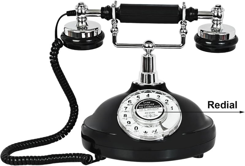 TelPal Retro Phone, Corded Landline Phone with Last Number Redial, Black Vintage Telephone for Home/Office/Hotel, Old Fashion House Telephone Set, Wired Antique Home Phone Gift for Seniors - Image 3