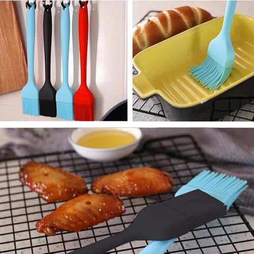 P-Plus International Silicone Basting Brush Set,Stainless Steel Basting Brush with Silicone Bristles for BBQ/Grilling/Pastry Kitchen Oil Brush for Dosa Tawa Pastry Brush (Pack 1(8 inch) Silicone Blue) - Image 3