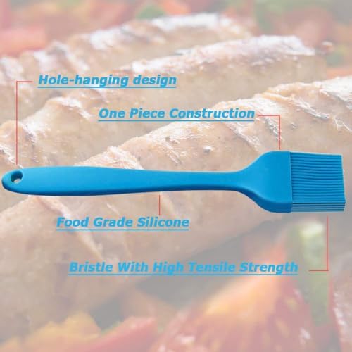 P-Plus International Silicone Basting Brush Set,Stainless Steel Basting Brush with Silicone Bristles for BBQ/Grilling/Pastry Kitchen Oil Brush for Dosa Tawa Pastry Brush (Pack 1(8 inch) Silicone Blue) - Image 5