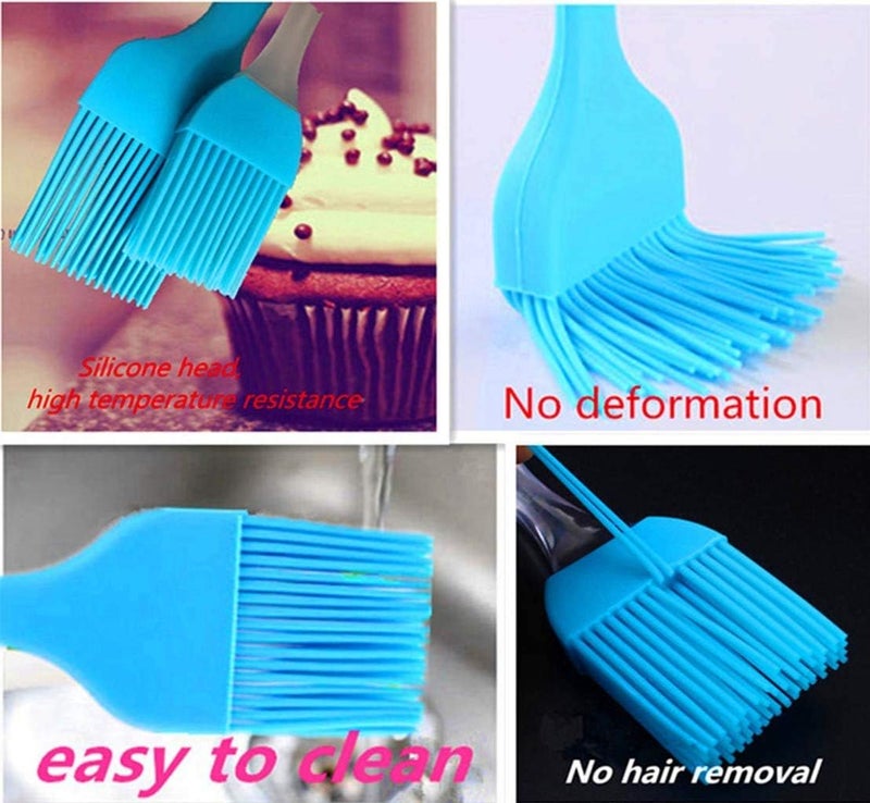 P-Plus International Silicone Basting Brush Set,Stainless Steel Basting Brush with Silicone Bristles for BBQ/Grilling/Pastry Kitchen Oil Brush for Dosa Tawa Pastry Brush (Pack 1(8 inch) Silicone Blue) - Image 2