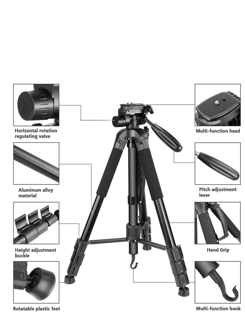 برو ميج بروميج PMT-510 ترايبود ومونوپود محمول من الألمنيوم بطول 177 سم (70 بوصة) مع رأس دوار ثلاثي الاتجاهات وحقيبة حمل  - Image 3