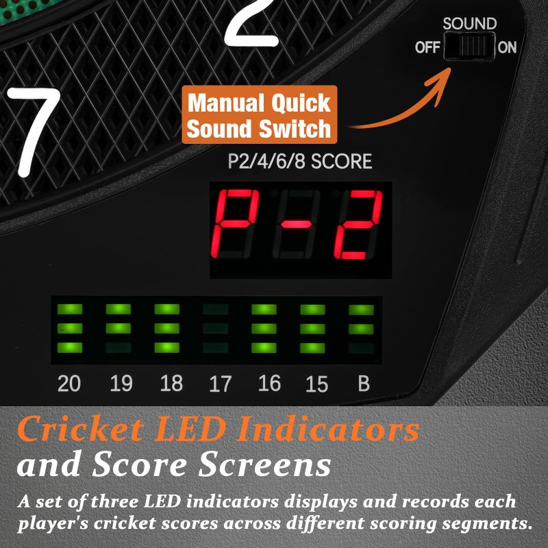 Goocoz Electronic Dart Board, 35 Games and 580 Variants Electric Soft Tip Dartboard Set, Digital Dartboards for Adults with 6 Darts, 100 Soft Tips - Image 3