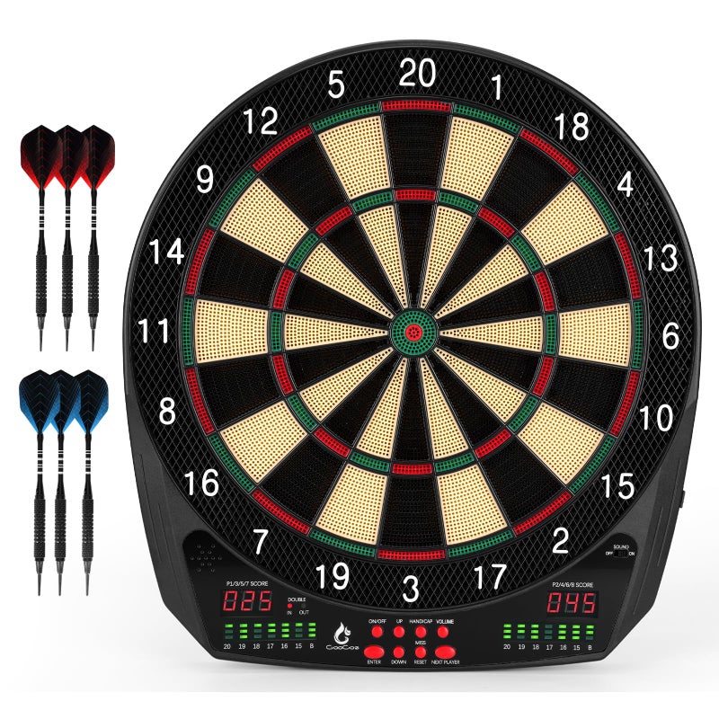 Goocoz Electronic Dart Board, 35 Games and 580 Variants Electric Soft Tip Dartboard Set, Digital Dartboards for Adults with 6 Darts, 100 Soft Tips - Image 1