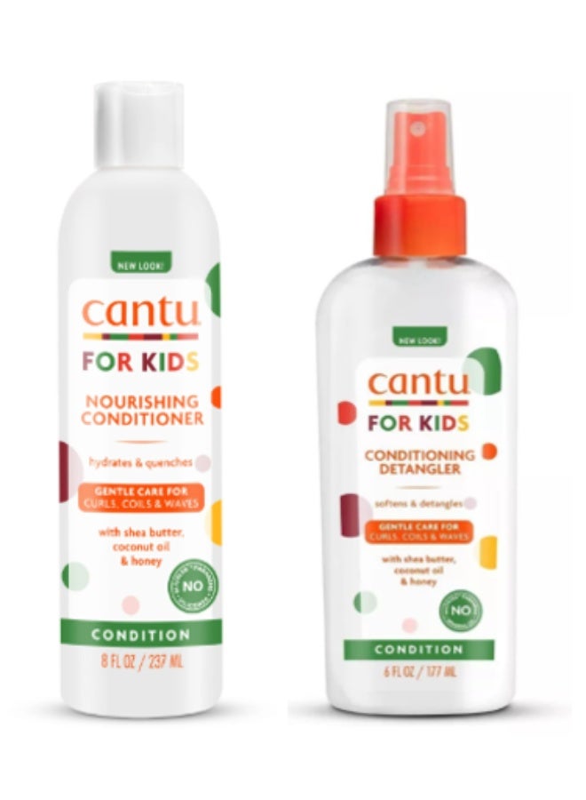 CANTO Care for Kids Nourishing Sulfate-Free Conditioner 237ml + for Kids Conditioning Detangler 177ml