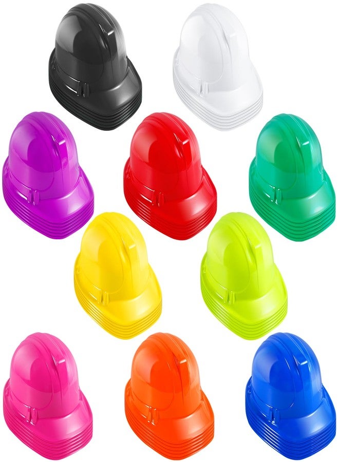 IJRPLM 60 Pcs Construction Party Hats Bulk, Construction Hard Hats, Soft Plastic Worker Helmet, Worker Caps Toys for Boys Girls, Worker Hat for Dress up Birthday Role Playing Party Supplies, 10 Color - Image 1