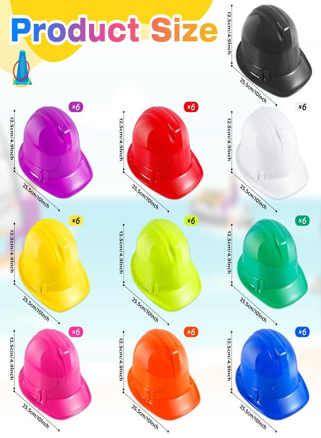 IJRPLM 60 Pcs Construction Party Hats Bulk, Construction Hard Hats, Soft Plastic Worker Helmet, Worker Caps Toys for Boys Girls, Worker Hat for Dress up Birthday Role Playing Party Supplies, 10 Color - Image 2
