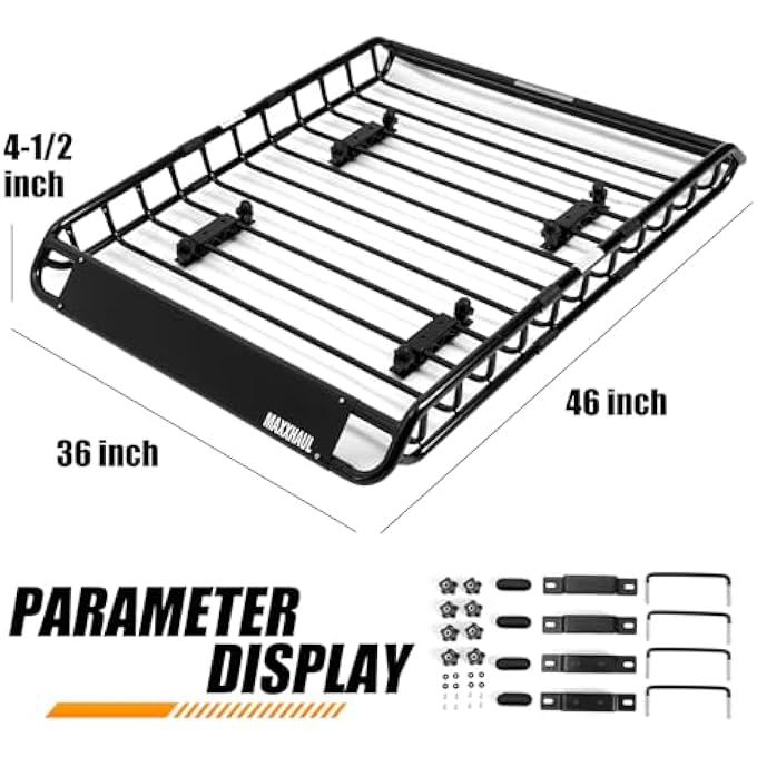 Maxxhaul 46" X 36" X 4-1/2" - 150 Lb. Capacity - Not Assembled 70115 Steel Roof Rack-150 Lb - Image 3